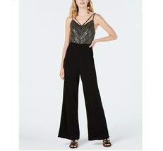 As U Wish Junior Womens 0 Black Sleeveless Shimmer Sequined Bodice Jumpsuit NWT - £12.86 GBP