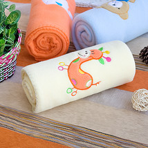 [Orange Giraffe - Yellow] Embroidered Applique Coral Fleece Baby Throw Blanke... - £24.32 GBP
