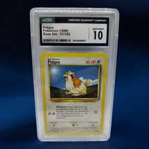 Pidgey #57/102 1999 Vintage Pokémon BASE SET CGC Graded 10 GEM MINT Collectable - £66.64 GBP