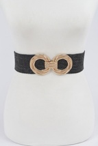 Metal Oo Buckle Plus size Stretch Straw Belt  - $26.55