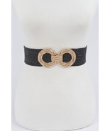 Metal Oo Buckle Plus size Stretch Straw Belt  - $26.55