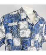 Makapuu Sportwear Blue Hawaiian Aloha Shirt Reverse Print Fish Floral Tu... - $25.99