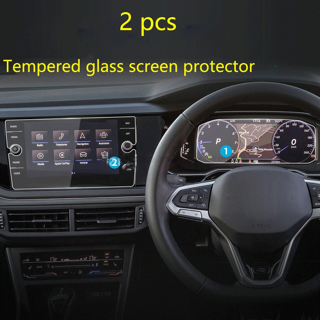 Tempered glass screen protector Film For VW Volkswagen Taigo 2022 8 inch  GPS  - £19.24 GBP