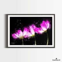 Premium Art Print &quot;Three Cosmos Flowers&quot; in Watercolors, by Dreamframer Art - £30.63 GBP+