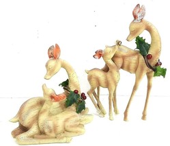 Christmas Deer Ornaments Deer and Fawns Resin Set of 2 Holiday - $25.23