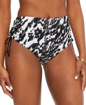 bar III Womens Heat Wave Drawstring Bikini Bottoms, X-Large, Black/White - $22.16