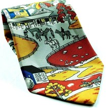 Horses Small Town Life Buildings Trees Stables Novelty Necktie - $16.83