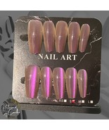 Iridescent Pink Long Coffin Press On Nails - Size Small - $9.00