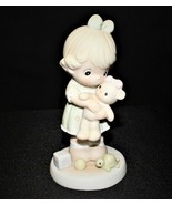 Precious Moments 1993 LOVING Girl Holding Teddy Bear 5&quot; Porcelain Figuri... - £10.33 GBP