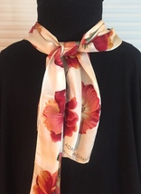 Vintage Adrienne Vittadini rectangular silk scarf (Cream with flowers)