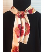 Vintage Adrienne Vittadini rectangular silk scarf (Cream with flowers) - $41.17 CAD