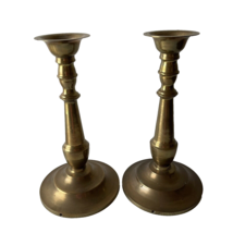 Brass Pillar Candle Holder Candlesticks Heavy 4 lbs Fareastern Design Vtg 13.5&quot; - £44.63 GBP