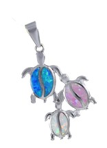 Unique Beautiful Hawaiian Mom and 2 Small Sea Turtle Silver - £192.92 GBP