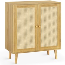 Buffet Cabinet With Storage, Storage Cabinet With Pe Rattan Decor Doors,... - $185.99