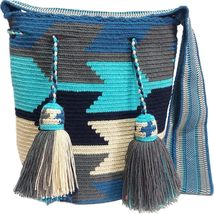 Handmade Wayuu Crochet Tote Bag, Woven Mochila, Colombian Tribal Bag, Be... - £78.61 GBP