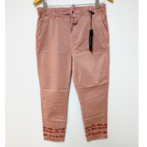 Driftwood Mauve Pants PInk Embroidered Cuffed Leg Drawstring Elastic Wai... - £59.64 GBP