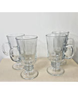 Set of 4 Libby Pedsestal Coffee Mugs Clear Glass 8 Oz. - £19.67 GBP