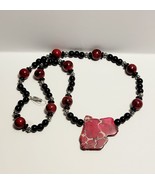 Vintage Costume Handmade Necklace Maine 19&quot; Polished Pink Red Agate B65 - $36.33 CAD