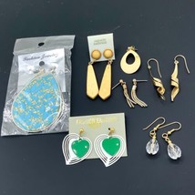 Unsigned Vintage Pieced Fashion Earrings Jewelry Lot 6 Pairs 3 New 3 Used - $4.99