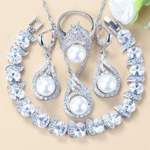 Wonderful Pink Natural Freshwater Pearls  Silver Color Wedding Jewelry Sets For  - £27.64 GBP