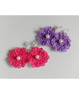 Crochet Flower Earrings / Crochet Flower Drops / Handmade Flower Earrings - £7.86 GBP