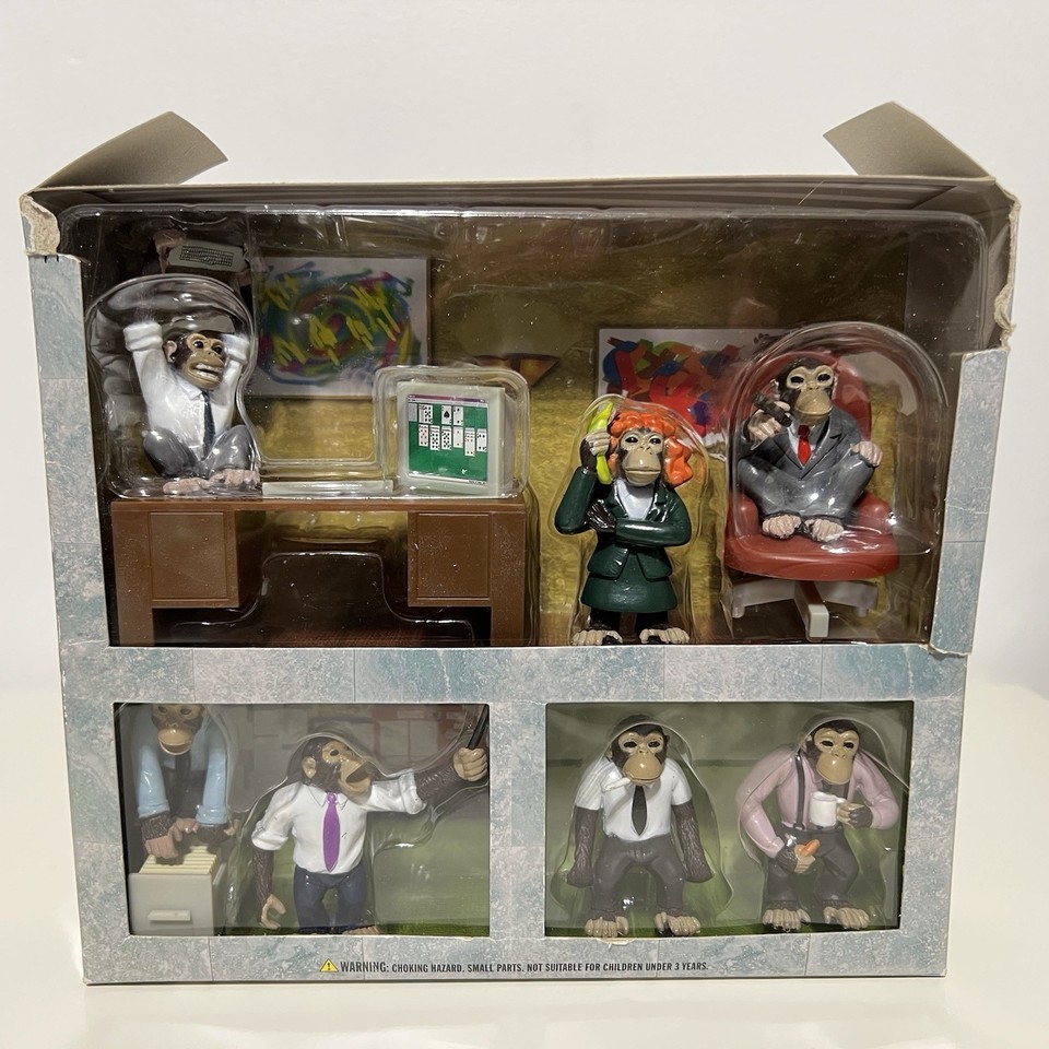 Accoutrements Office Monkeys Play Set 2007 Toys Boss in Partial Box - $14.98