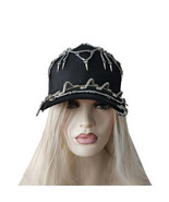 Rock Black Studded Cap with Zipper - Chain Cap - Gothic Baseball Cap  - $68.00