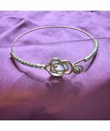 Crystal Rose Flower Bangle Cuff Bracelet Jewelry Gold Tone w/ Crystals - $145.83 MXN
