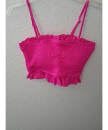 Women&#39;s Pink Puckered Swimwear Top, (Size L Marked on Garment Tag). Side... - $21.95 CAD