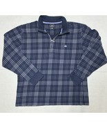 Brooks Brothers 1/4 Zip Long Sleeve Blue/Gray Cotton Pullover Sweater Si... - $539.68 MXN