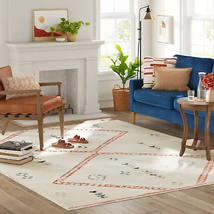 Dorset Plush Geo Boho Tribal Area Rug - 7&#39;8&quot; X 9&#39;10&quot; Feet, Cream - £177.37 GBP