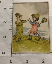 Two Kids Children Holding Hands Colorful Victorian Trade Card VTC 6 - £7.45 GBP