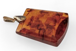 Vintage 875 Silver Baltic Amber Shaped Pendant Nice Detail - $161.11 CAD