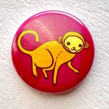 Cute Monkey On Magenta Back Button Pinback Lapel Hat Lanyard Collectible... - $7.99