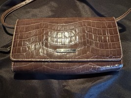 Amanda Smith Brown Faux Croc Crossbody Bag Purse with Mirror &amp; Strap - €16,49 EUR