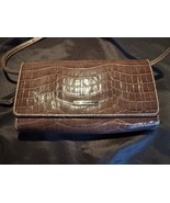 Amanda Smith Brown Faux Croc Crossbody Bag Purse with Mirror &amp; Strap - $19.34