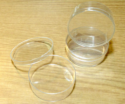 3pc 1970s Vintage Slot Car Parts 2.6&quot; ROUND PLASTIC STORAGE BOXES Useful... - $4.99