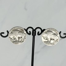 Vintage Buffalo Nickel Post Stud Earrings Pierced Pair - £13.18 GBP