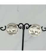 Vintage Buffalo Nickel Post Stud Earrings Pierced Pair - £13.15 GBP