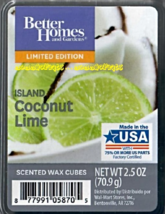 Island Coconut Lime Better Homes and Gardens Scented Wax Cubes Tarts Melts - $3.75