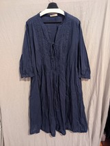 Wayward Fancies eShakti 3X 26W Midi Dress Navy Blue Pockets Pintuck Slee... - $43.00