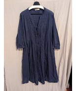 Wayward Fancies eShakti 3X 26W Midi Dress Navy Blue Pockets Pintuck Slee... - $43.00