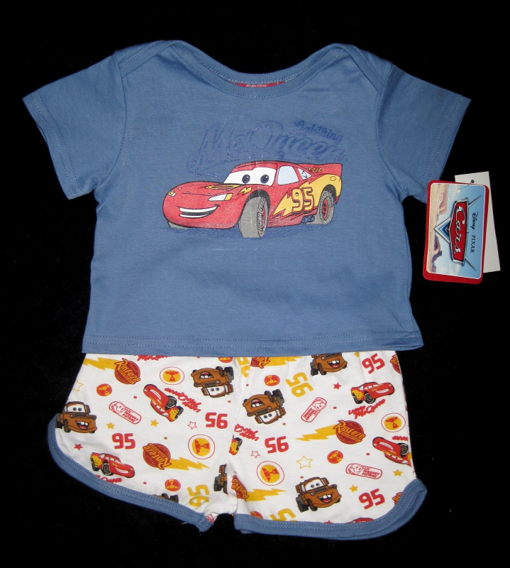 BOYS 6-9 MONTHS Disney Pixar Cars Lightning McQueen Blue 2-pc Diaper Set - $9.00