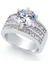Charter Club Crystal Triple-Row Ring in Fine Silver or Gold Plate, Various Sizes - £11.76 GBP