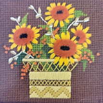 Summer Floral Needlepoint Kit Jiffy Sunset Designs Sunflower Basket Vtg ... - $22.95
