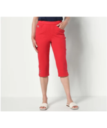 Quacker Factory DreamJeannes Capri Pants w/ Rhinestones (Red, XL) A506004 - £20.35 GBP