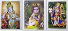 3 x Indien Lord Krishna Krishna Religiöse Original Postkarte Postkarten... - $9.95