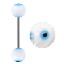 1pcs Evil Eyes Tongue Rings Bar Rubber Acrylic Piercing Balls Nipple Rings Surgi - £8.97 GBP