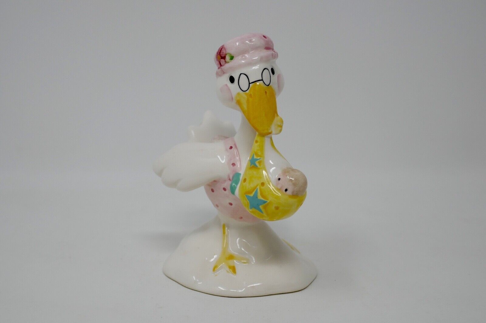 Schmid 1989 Stork with Baby 4" Figurine RARE - $13.99