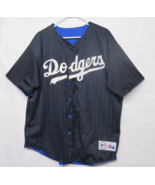 Vtg Los Angeles Dodgers MLB Majestic Black Shiny Blue Reversible Jersey ... - £59.60 GBP